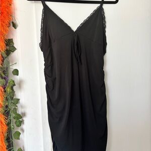 Elegant Black Lace-Trimmed mini dress